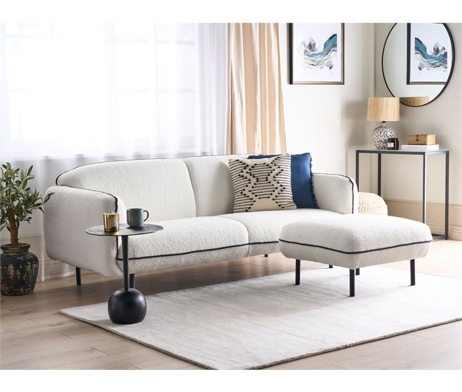 Beliani Sofá de 3 lugares Bouclé TONSBERG Branco