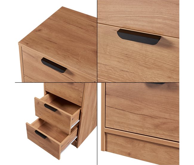 Aparador Varkaus com 5 gavetas MDF Carvalho