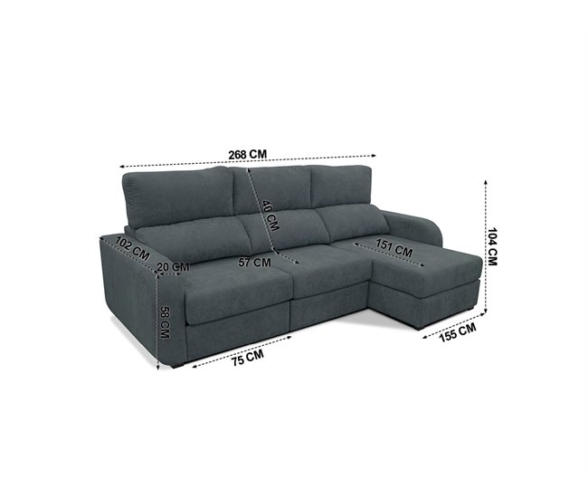 Chaise longue convertível em cama tecido APRIL Cinza