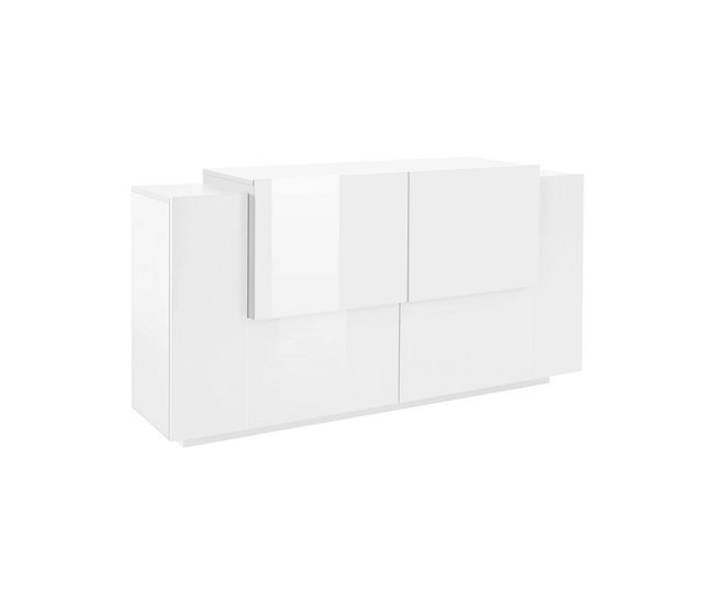 Aparador com efeito madeira 160 Branco Brillo