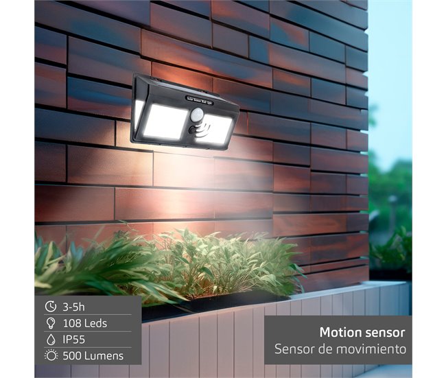 Aktive Conjunto de 6 luminárias solares LED de 500 lúmens Preto