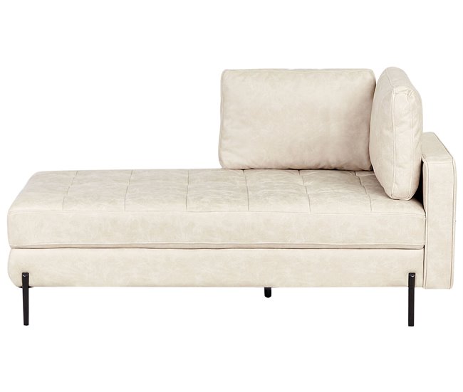 Beliani Chaise longue à direita Pele sintética REBAIS Bege
