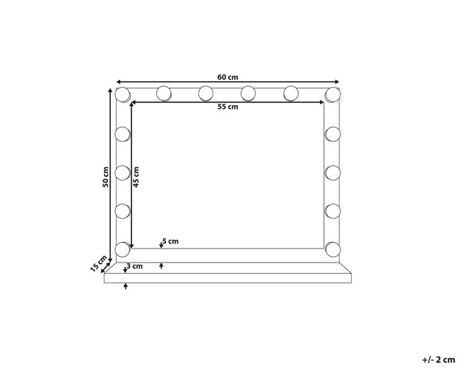 Beliani Espelho de maquilhagem BEAUVOIR 60x2 Branco