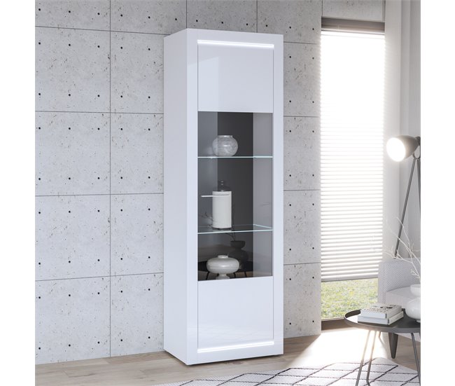 Vitrine alta branco brilhante LIVING Branco Brillo