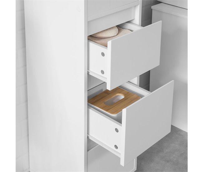 Armário de casa de banho auxiliar com 3 gavetas BZR29-W SoBuy Branco