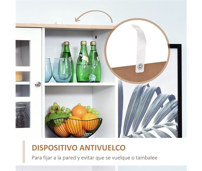 Armário de Cozinha MDF HOMCOM, casa - cozinha Branco