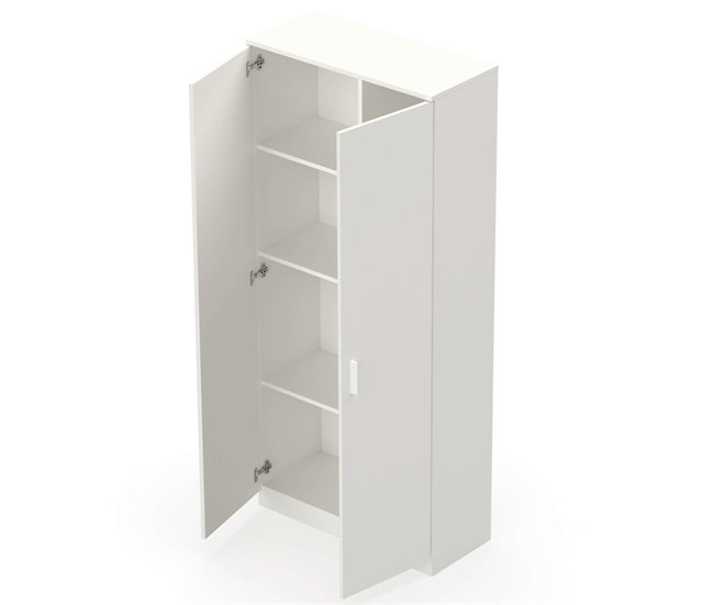 Armário de vassouras multiuso com prateleira superior ajustável Branco