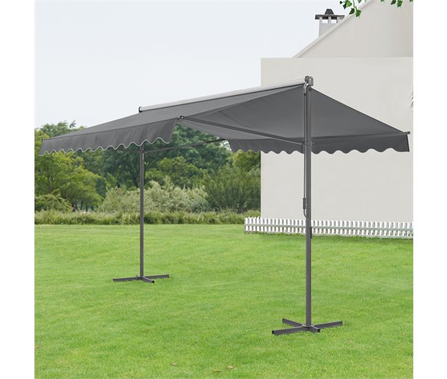Toldo de pé Selenizza impermeável com manivela manual 600x300 Cinza Escuro