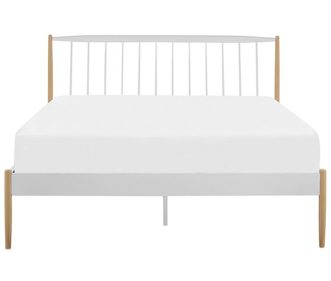 Beliani Cama com estrado Metal MAURS 147x209 Branco