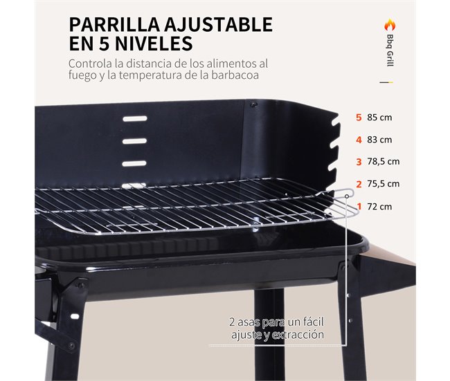 Barbecue a Carvão Metal e Porcelana Outsunny Preto