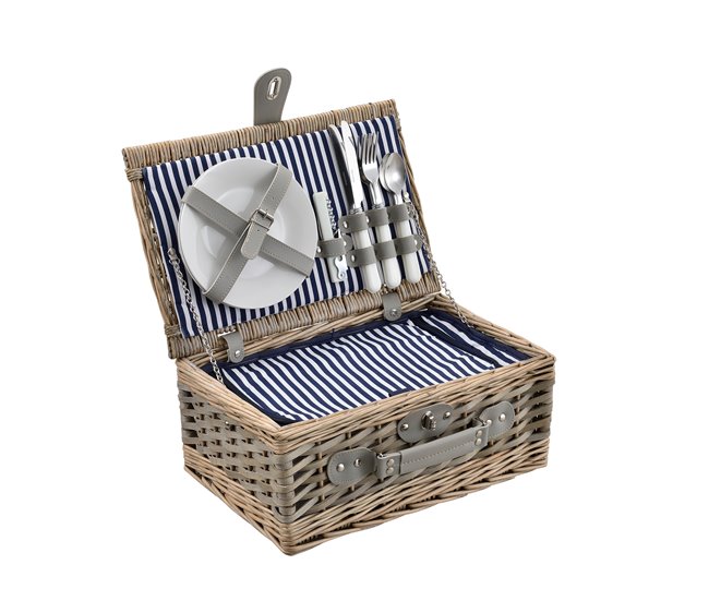 [casa.pro] Cesto de piquenique para 2 pessoas com geleira Branco/ Azul