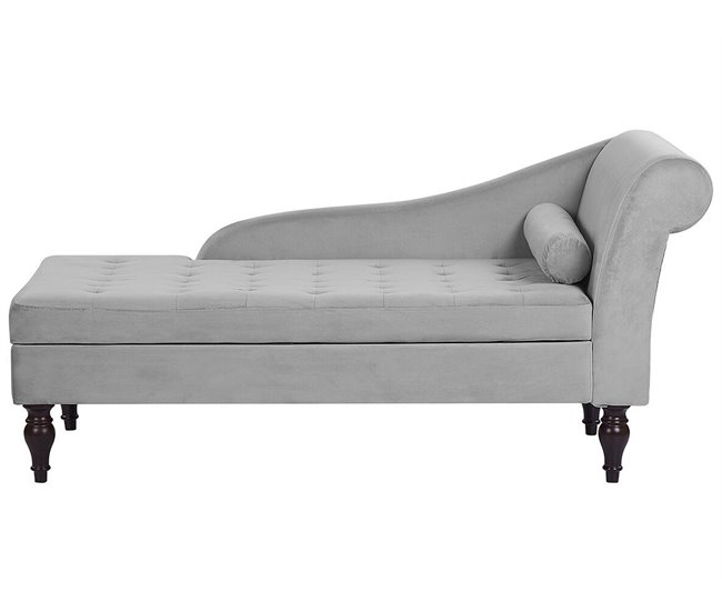 Beliani Chaise longue derecho Terciopelo PESSAC Cinza Claro