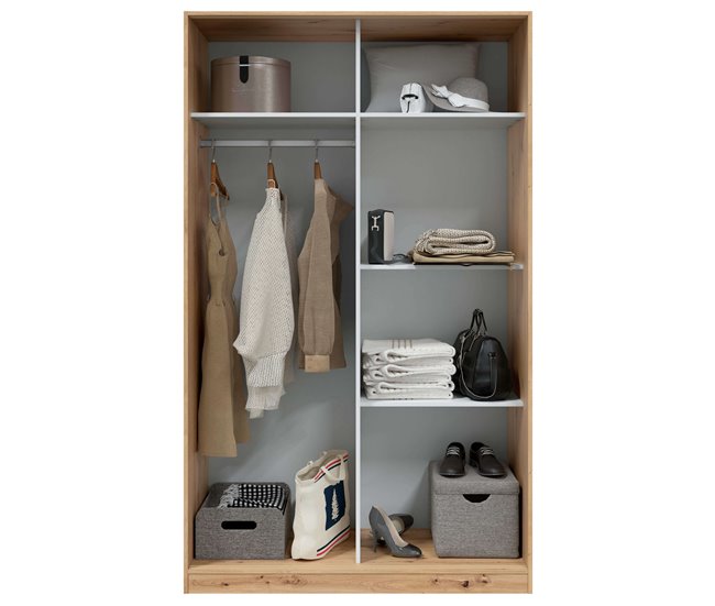 Armário com 2 portas de correr Madeira Clara