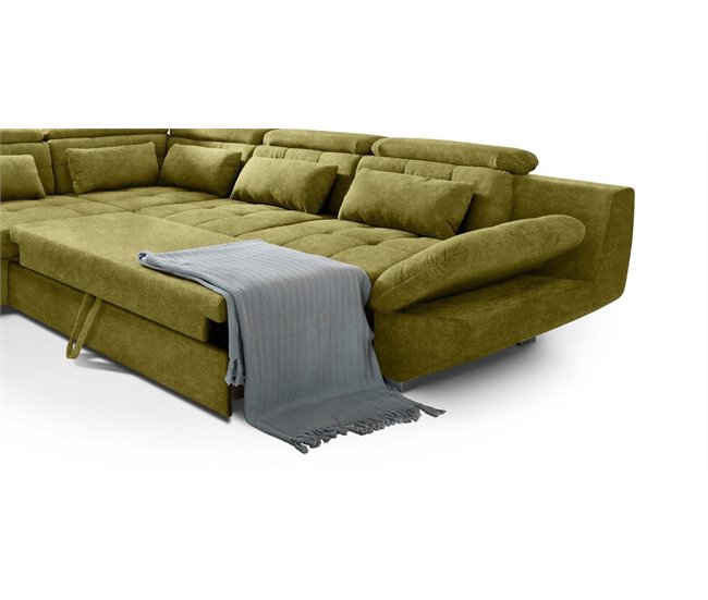 Sofá de canto conversível em cama ETERNITY Verde