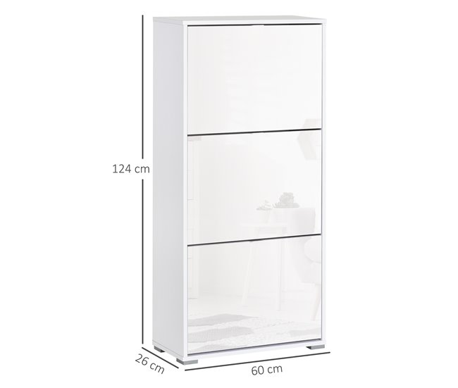 Armário de Sapatos Placa de partícula de classe E1 HOMCOM 60 Branco