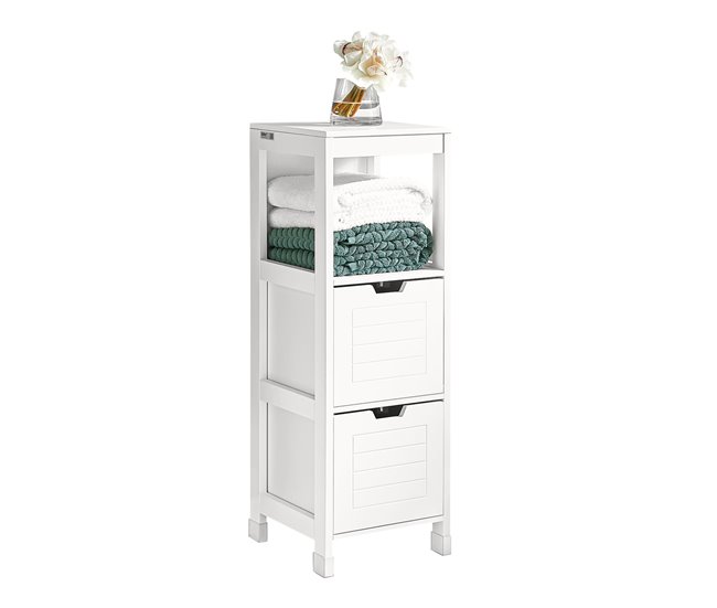 Armário de casa de banho 1 prateleira e 2 gavetas FRG127-W SoBuy Branco