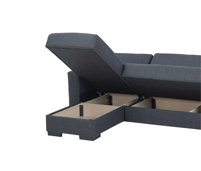 Chaise longue ANGELO com cama reversível cinza Cinza Escuro