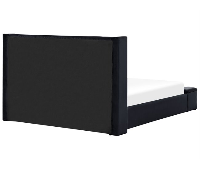 Beliani Cama com banco de arrumação Veludo NOYERS 210x247 Preto