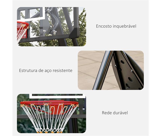 Tabela de Basquetebol Aço, PC e PE SPORTNOW Preto