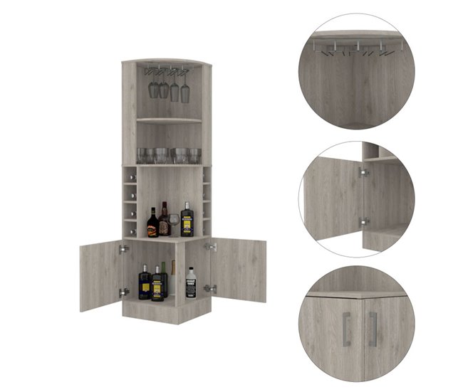 Armário de bar de canto Syrah, com suporte para copos 46 Branco