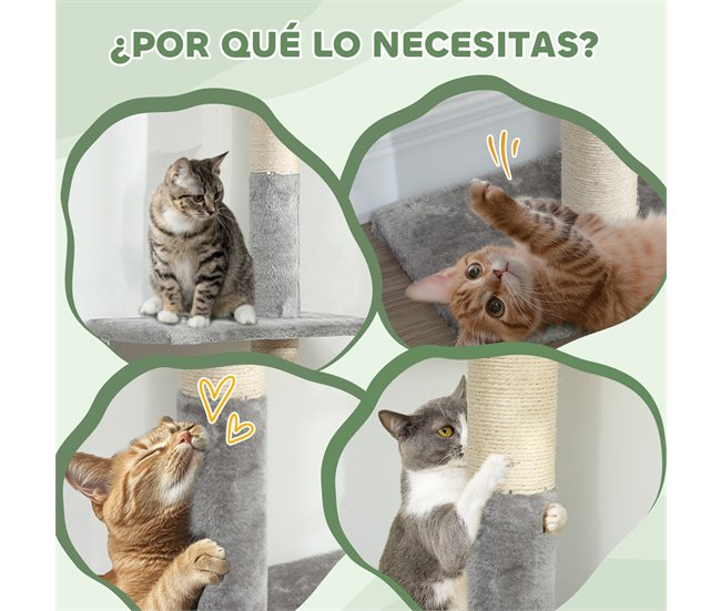 Arranhador para Gatos Aglomerado, Pelúcia e Sisal PawHut Cinza