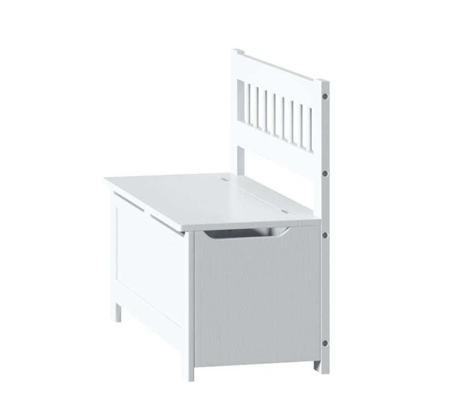 Baú de quarto infantil com tampa organizadora de brinquedos Branco