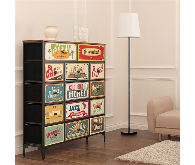 Max Home Vintage Cómoda de 14 gavetas em tecido Multicor