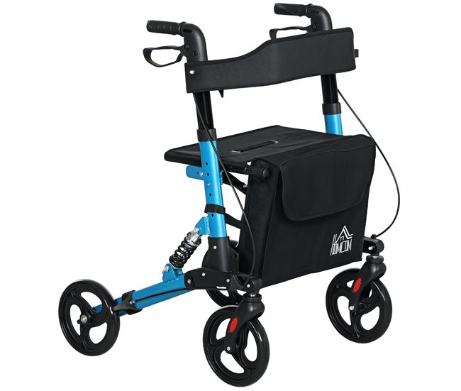 Andarilho para Idosos Alumínio, Plástico e Poliéster HOMCOM Azul