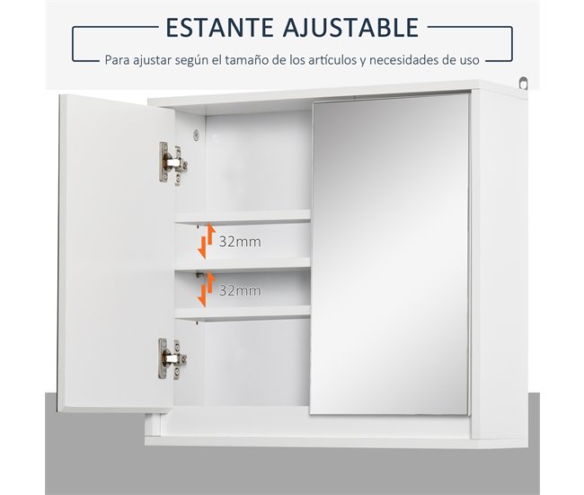 Armário de Casa de Banho Melamina de Madeira, MDF e Vidro HOMCOM 48 Branco