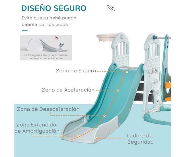 Escorrega e Baloiço para Crianças HDPE, PP HOMCOM Multicor