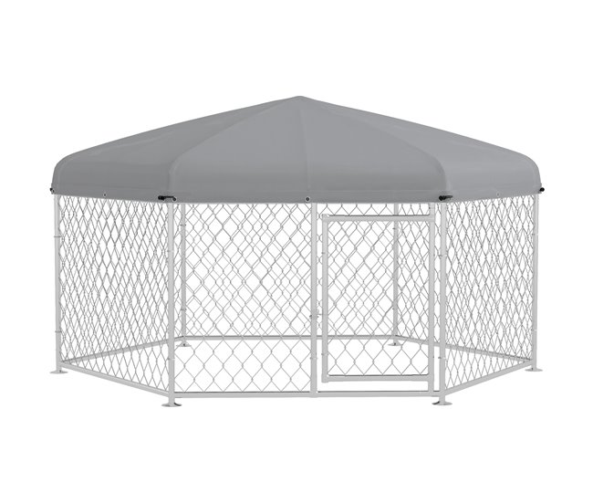 Canil de Exterior Aço galvanizado, tecido Oxford PawHut Prata