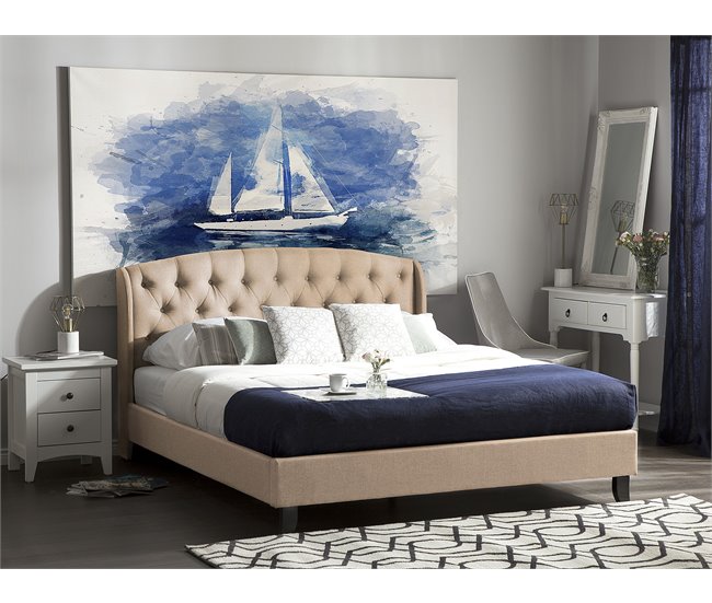 Beliani Cama com estrado Poliéster BORDEAUX 147x217 Bege