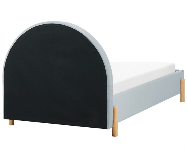Beliani Cama com estrado Veludo ANET 100x216 Azul Claro