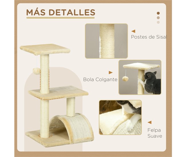 Arranhador para Gatos Aglomerado, Sisal e Poliéster PawHut Cru