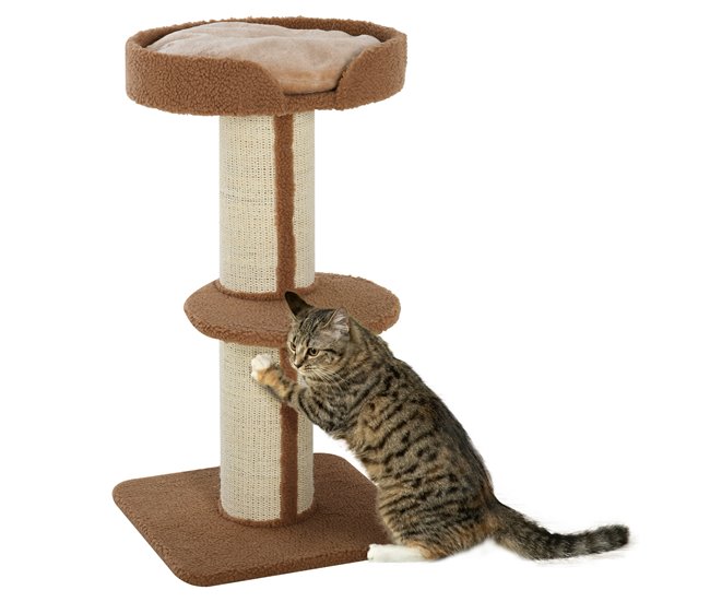 Arranhador para Gatos Aglomerado de Madeira, Poliéster e Sisal Castanho