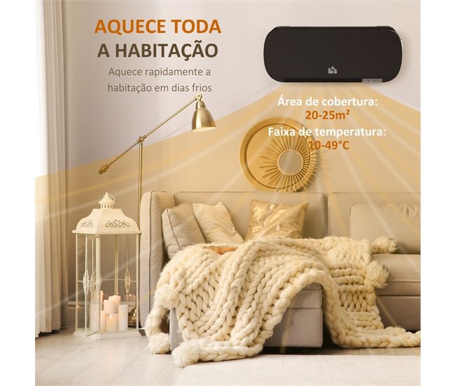 Aquecedor Cerâmico de Parede ABS e PP HOMCOM Preto