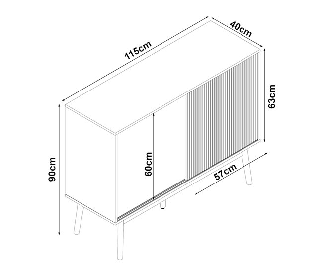 Aparador Landskrona com 2 portas [en.casa] Carvalho