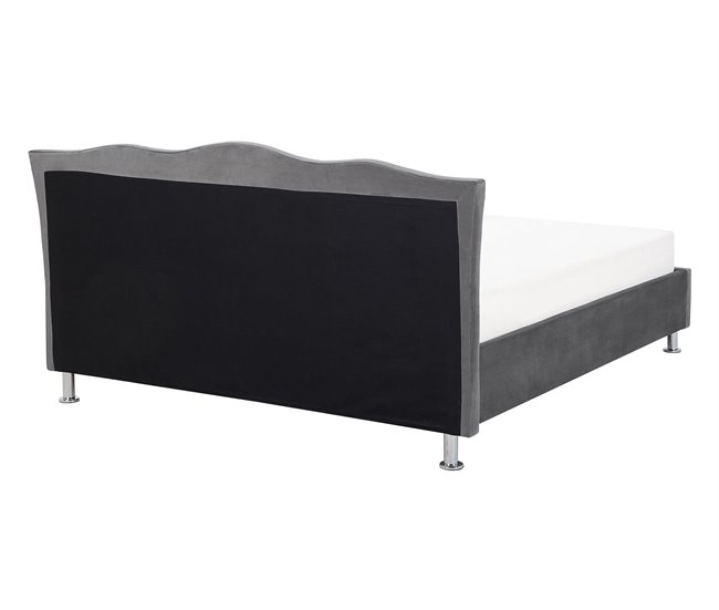 Beliani Cama com estrado Veludo METZ 168x217 Cinza Escuro
