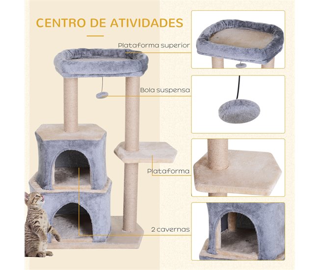 Árvore Arranhador para Gatos Cinza