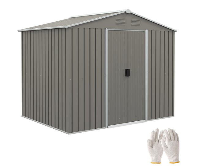 Abrigo de Jardim Aço Galvanizado e PP Outsunny Cinza