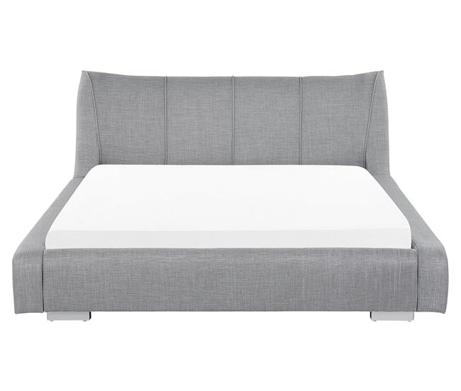 Beliani Cama Piel NANTES 188x237 Cinza Claro