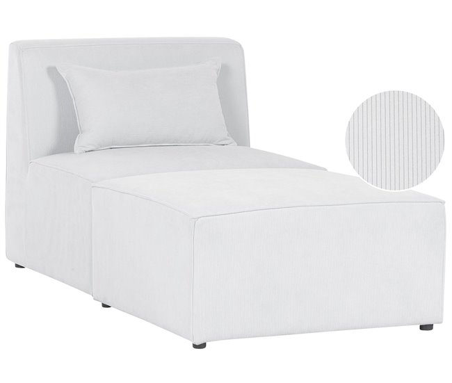 Beliani Chaise longue Bombazine LEMVIG Branco/ Bege