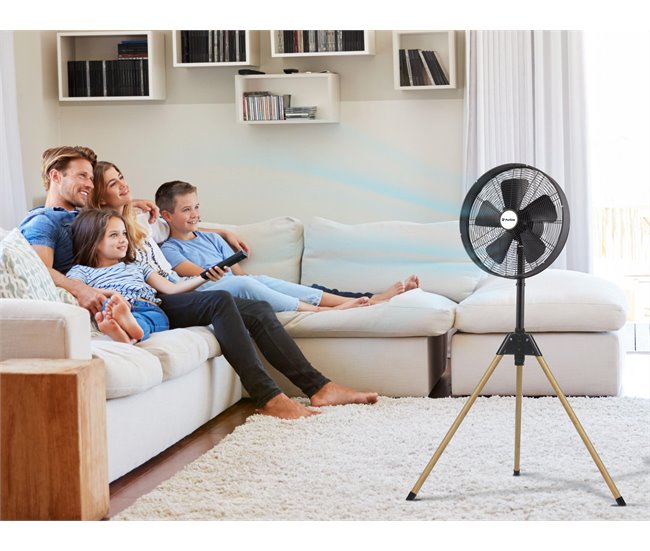Exclusivo ventilador de tripé vintage Preto