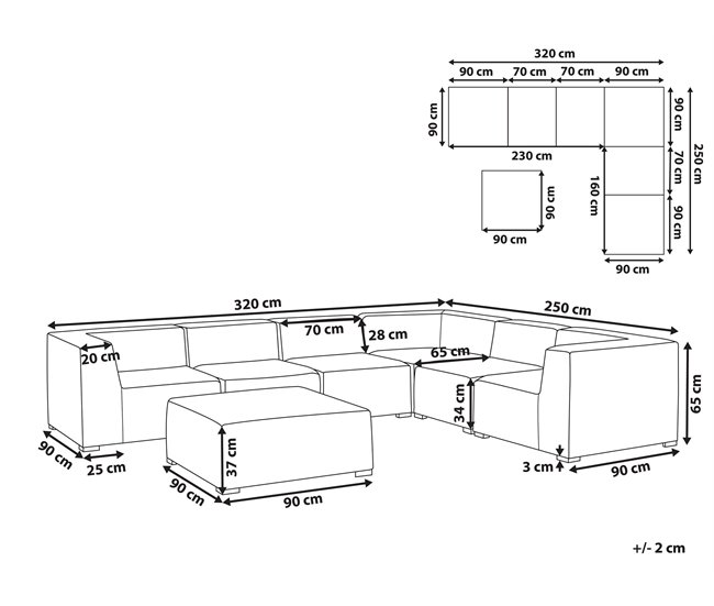 Beliani Conjunto lounge AREZZO Cinza Claro