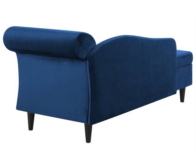 Beliani Chaise longue versão à direita Veludo LUIRO Azul Marino