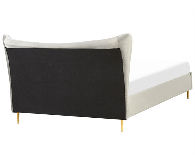 Beliani Cama Terciopelo CHALEIX 168x212 Cinza Claro