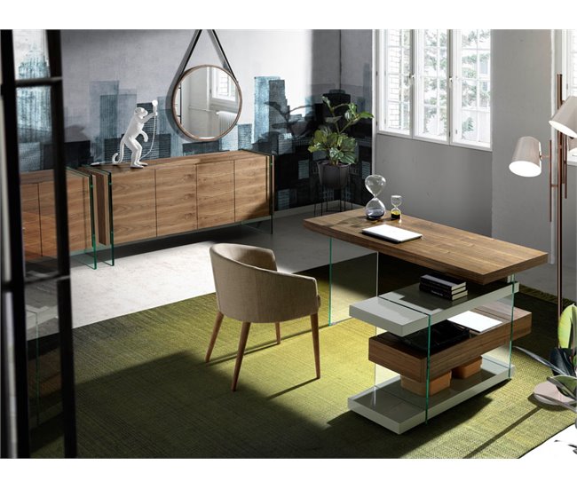 ANGEL CERDA Espelho de parede redondo nogueira 75x75 Nogal