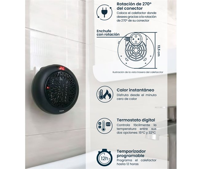 Aquecedor com ventilador Infiniton HWS-6AC Potência 600 W Preto