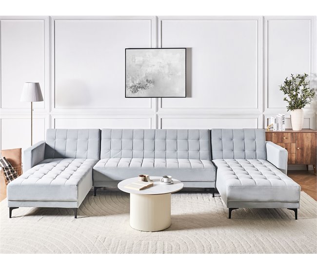 Beliani Sofá modular Terciopelo ABERDEEN Cinza Claro