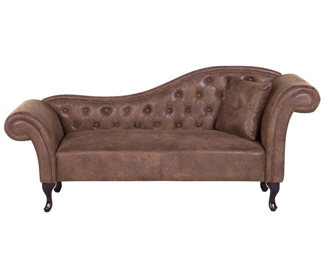Beliani Chaise longue à direita Camurça sintética LATTES Castanho Claro